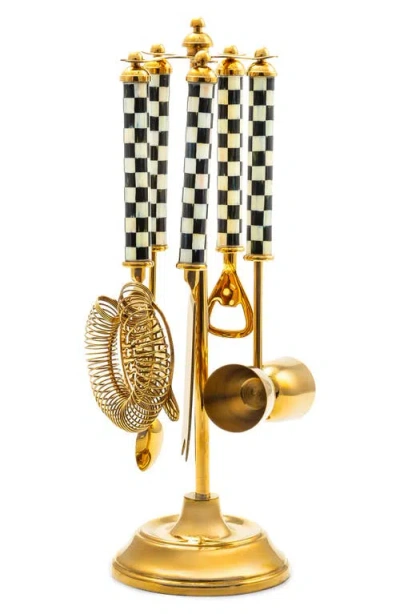 Mackenzie-childs Mackenzie Childs Courtly Check Gold 6-piece Bar Tool Set