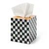 Mackenzie-childs Courtly Check Lacquer Boutique Tissue Box Cover In Black