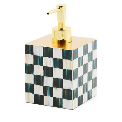 Mackenzie-childs Courtly Check Lacquer Soap Pump In Green