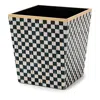 Mackenzie-childs Courtly Check Lacquer Waste Bin In Black
