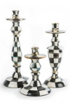 Mackenzie-childs Mackenzie Childs Courtly Check Large Enameled Steel Candleholder In Multi