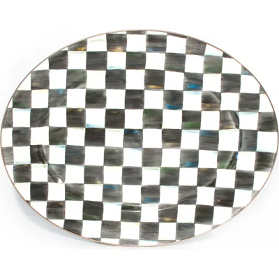 Mackenzie-childs Mackenzie Childs Courtly Check Large Enameled Steel Oval Platter