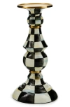 Mackenzie-childs Mackenzie Childs Courtly Check Large Pillar Candleholder In Black