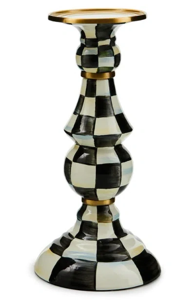Mackenzie-childs Mackenzie Childs Courtly Check Large Pillar Candleholder In Black