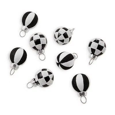 Mackenzie-childs Courtly Check Mini Glass Ball Ornaments, Set Of 8 In Black