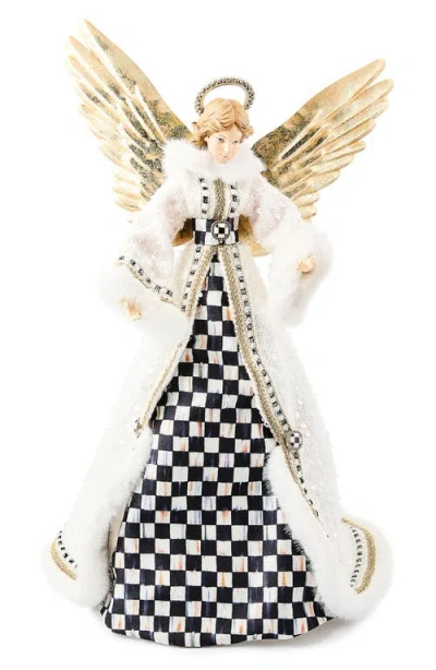 Mackenzie-childs Mackenzie Childs Courtly Check Noel Angel Tree Topper In White