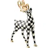 Mackenzie-childs Mackenzie Childs Courtly Check Noel Standing Deer Figurine In Black