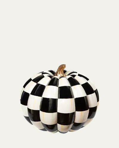 Mackenzie-childs Courtly Check Outdoor Pumpkin In Black