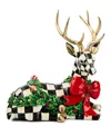 Mackenzie-childs Mackenzie Childs Holly Check Resting Deer Figurine In Multi