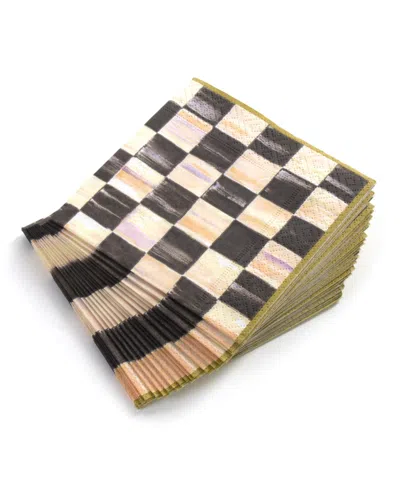 Mackenzie-childs Courtly Check Paper Cocktail Napkins 5" In Black,white