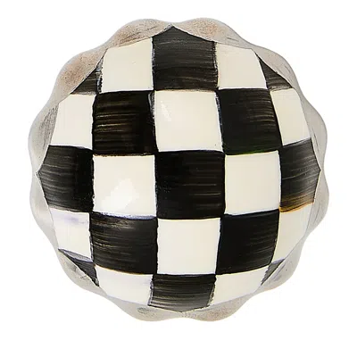 Mackenzie-childs Courtly Check Petit Four Platinum Round Knob In Black
