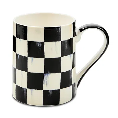 Mackenzie-childs Courtly Check Porcelain Mug In Black