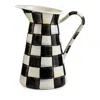 Mackenzie-childs Mackenzie Childs Courtly Check Medium Enameled Steel Practical Pitcher In Black