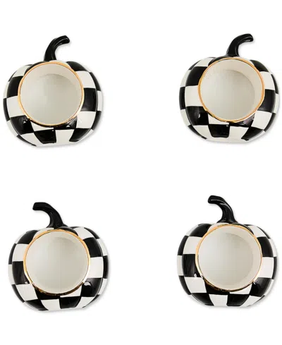 Mackenzie-childs Courtly Check Pumpkin Napkin Rings, Set Of 4 In Black