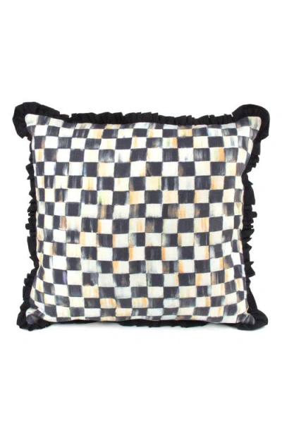 Mackenzie-childs Mackenzie Childs Courtly Check Ruffle Accent Pillow In Black