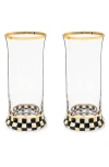 Mackenzie-childs Mackenzie Childs Courtly Check Set Of 2 Highball Glasses