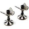Mackenzie-childs Mackenzie Childs Courtly Check Set Of 2 Tall Butterfly Candleholders In Black