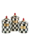 Mackenzie-childs Mackenzie Childs Courtly Check Set Of 3 Canisters In Black