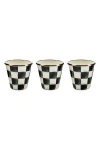 Mackenzie-childs Mackenzie Childs Courtly Check® Set Of 3 Enamel Herb Pots In Black