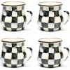 Mackenzie-childs Mackenzie Childs Courtly Check Set Of 4 Enameled Steel Mugs In Pattern