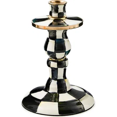 Mackenzie-childs Mackenzie Childs Courtly Check Short Enameled Steel Candleholder In Multi