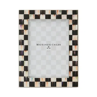 Mackenzie-childs Courtly Check Silver-plated Frame, 5 X 7 In Black