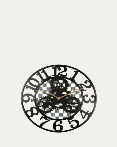 Mackenzie-childs Courtly Check Small Farmhouse Wall Clock In Black