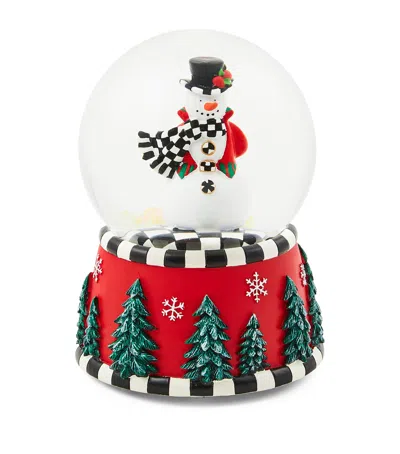 Mackenzie-childs Courtly Check Snowman Snowglobe In Black