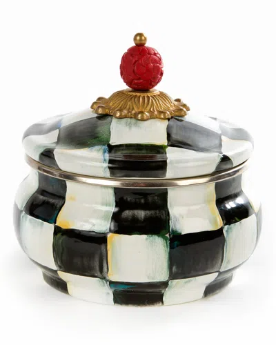 Mackenzie-childs Courtly Check Squashed Pot In Check/black