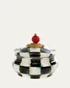 Mackenzie-childs Mackenzie Childs Courtley Check Enamel Squashed Canister In Check/black