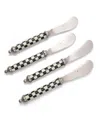 Mackenzie-childs Courtly Check Supper Club Spreaders, Set Of 4 In Black,white