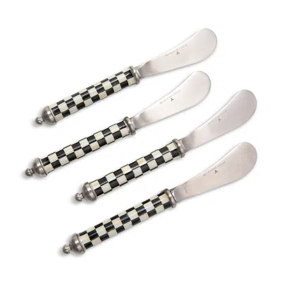 Mackenzie-childs Courtly Check Supper Club Spreaders, Set Of 4 In Black/white