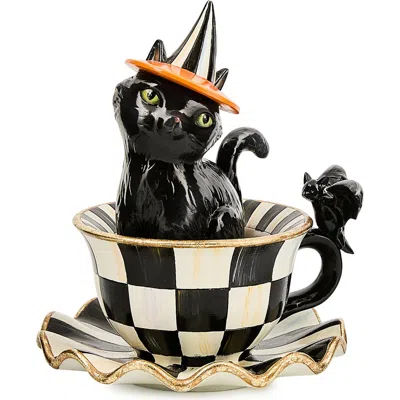 Mackenzie-childs Mackenzie Childs Courtly Check Teacup Ghost Decor In Black