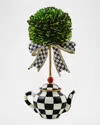Mackenzie-childs Courtly Check Teapot Boxwood Topiary