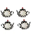 Mackenzie-childs Courtly Check Teapot Napkin Rings, Set Of 4 In Multi