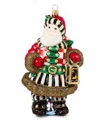 Mackenzie-childs Glass Check It Out Santa Tree Decoration In Multi