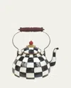 Mackenzie-childs Courtly Check Two-quart Tea Kettle In Black/white