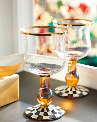 Mackenzie-childs Courtly Check Wine Glass In Multi