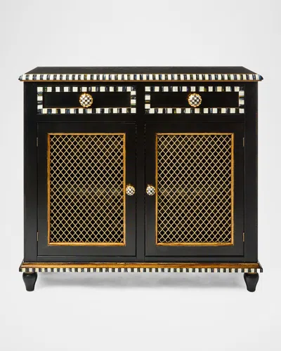 Mackenzie-childs Courtly Criss-cross Small Cabinet In Multi