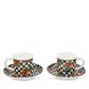 Mackenzie-childs Courtly Flower Market Stoneware Espresso Cup & Saucer, Set Of 2 In Multi