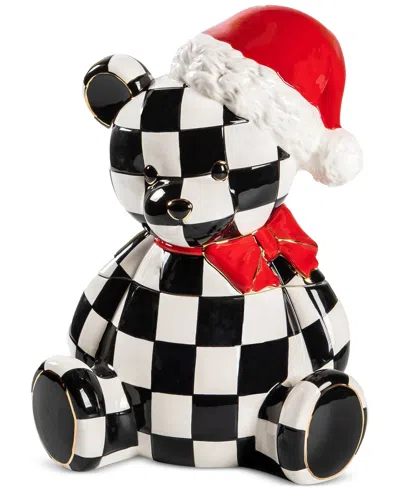 Mackenzie-childs Courtly Santa Bear Ceramic Cookie Jar In Multi
