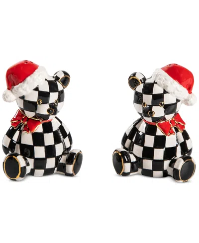 Mackenzie-childs Courtly Santa Bear Salt & Pepper Set In Multi