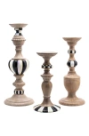 Mackenzie-childs Mackenzie Childs Courtly Set Of 3 Pillar Candleholders In Neutral