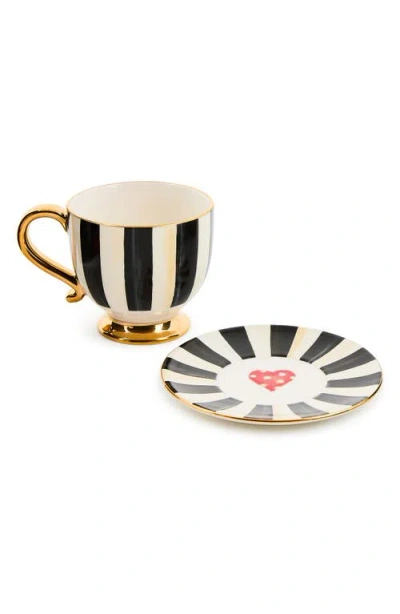 Mackenzie-childs Mackenzie Childs Courtly Stripe Cappuccino Cup & Saucer In Multi