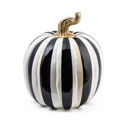 Mackenzie-childs Courtly Stripe Glossy Large Pumpkin In Black