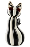 Mackenzie-childs Mackenzie Childs Courtly Stripe Illuminated Cat In Black