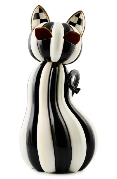 Mackenzie-childs Mackenzie Childs Courtly Stripe Illuminated Cat In Black