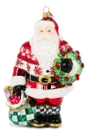 Mackenzie-childs Mackenzie Childs Cozy Sweater Santa Glass Ornament In Multi