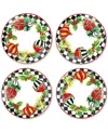MACKENZIE-CHILDS DECK THE HALLS APPETIZER PLATES, SET OF 4