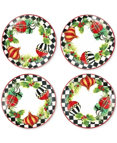 Mackenzie-childs Deck The Halls 4-piece Appetizer Plate Set In No Color